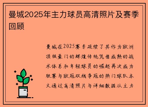 曼城2025年主力球员高清照片及赛季回顾